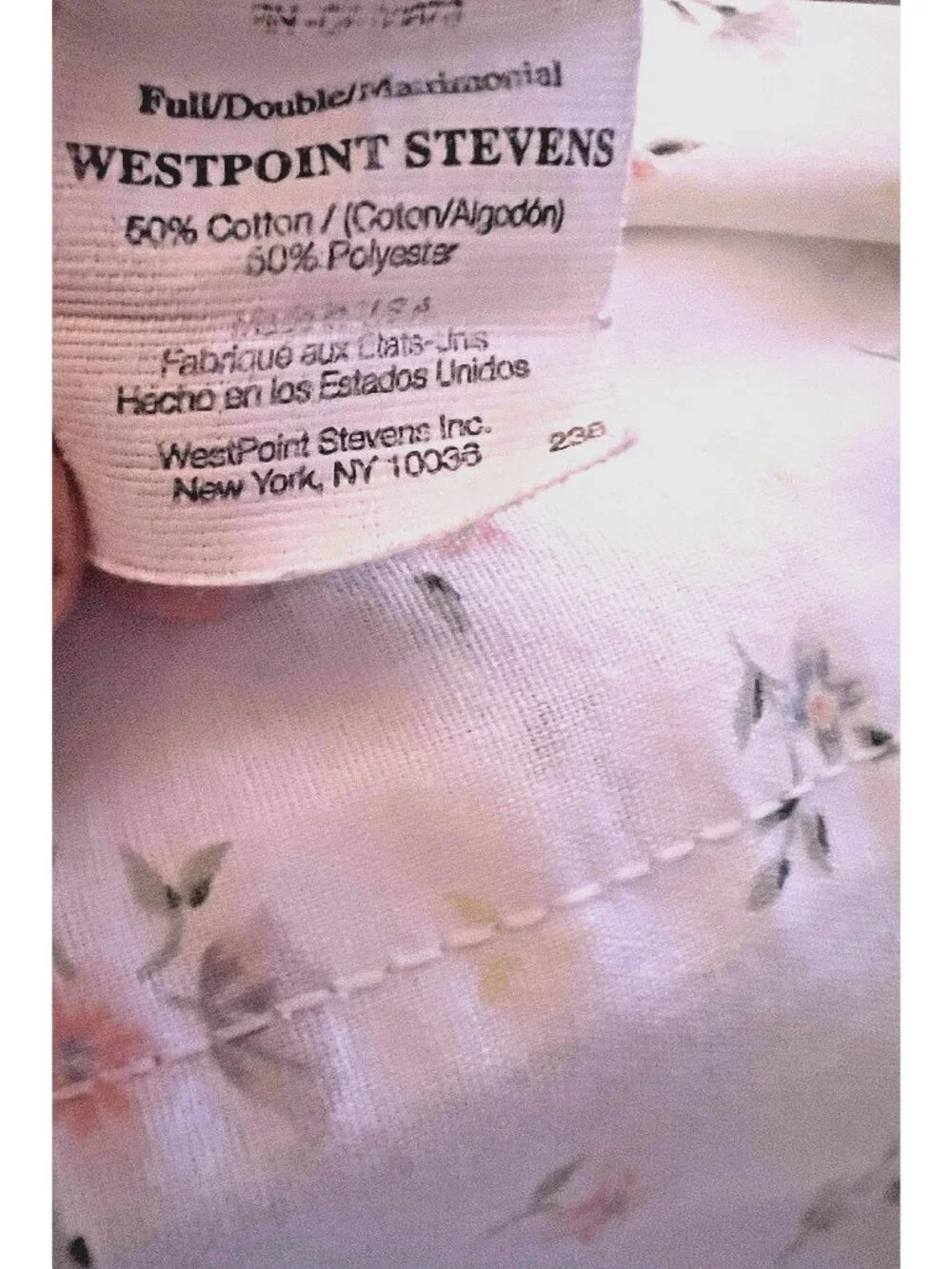 WESTPOINT STEVENS Double Flat Sheet Mini Floral Pastel Cotton Poly 78